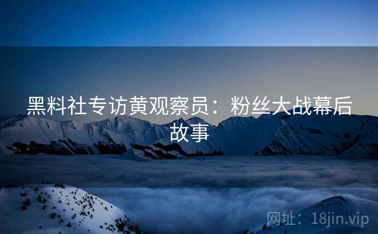 黑料社专访黄观察员：粉丝大战幕后故事