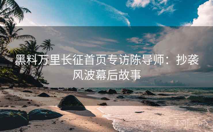 黑料万里长征首页专访陈导师：抄袭风波幕后故事